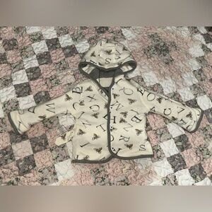 Burt's Bees Baby Striped Alphabet Print Reversible Button Up Jacket Coat